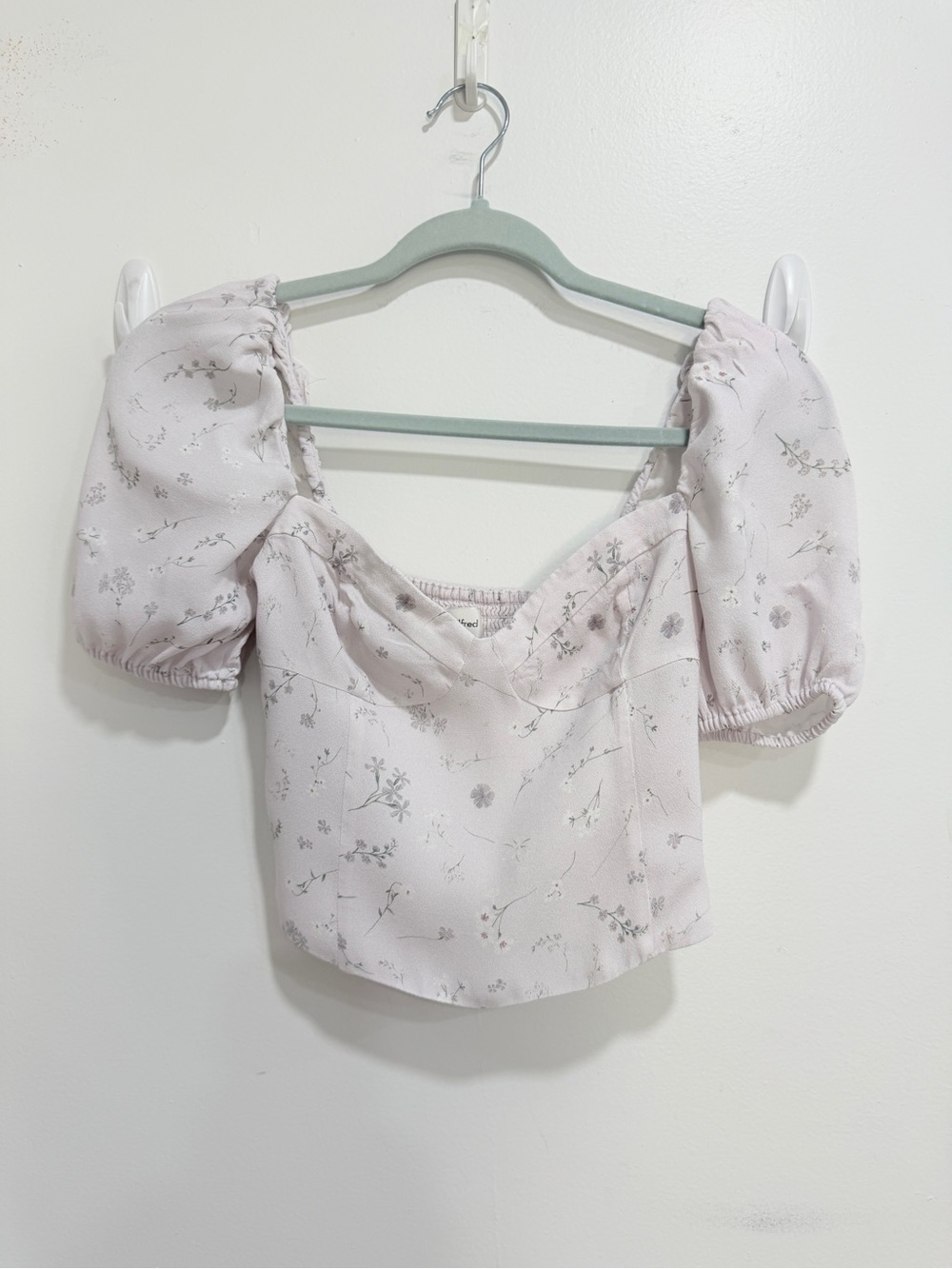 Aritzia Delicate Puff Sleeve Floral Crop Top